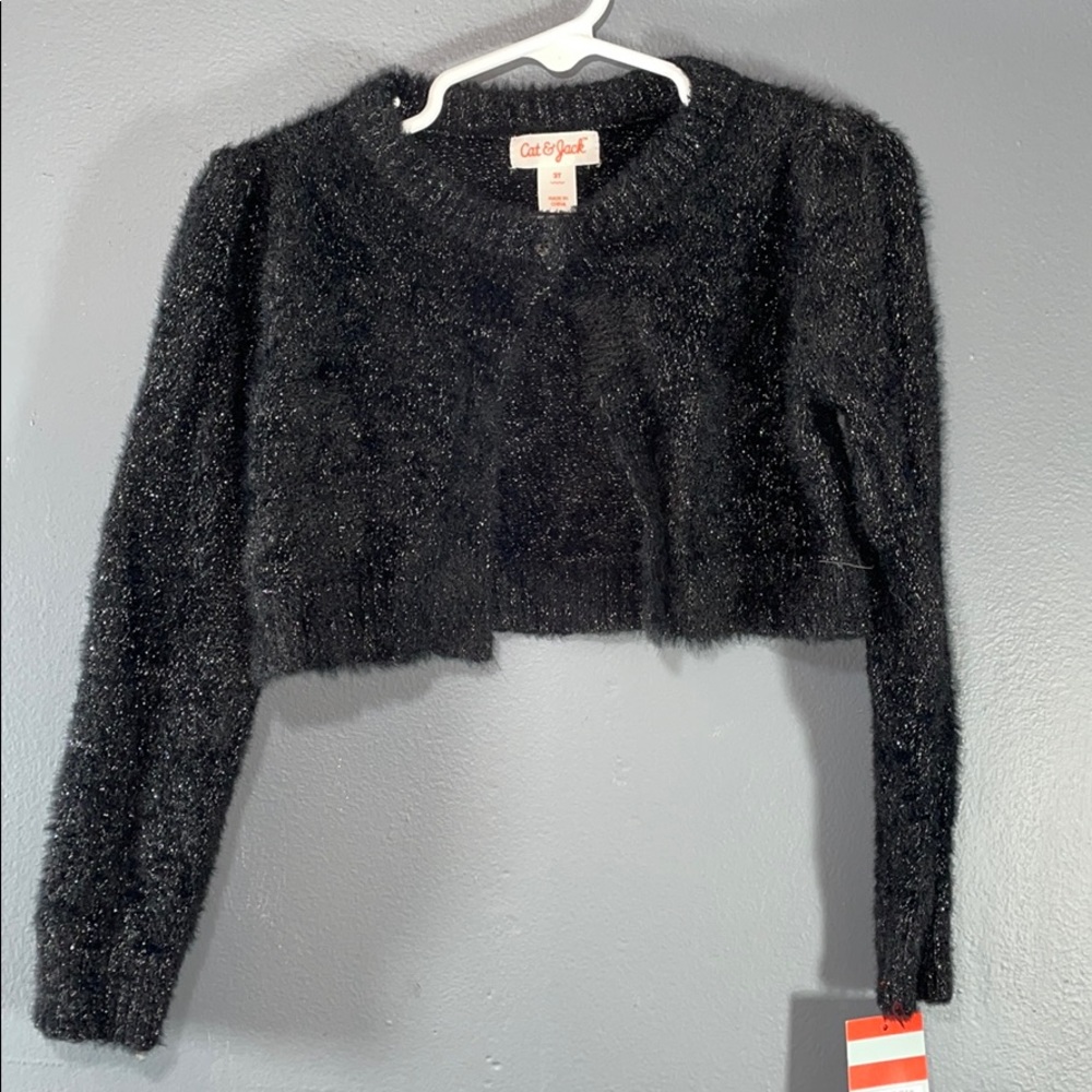Cat & Jack Black Fuzzy Cardigan Sweater 2t NWT